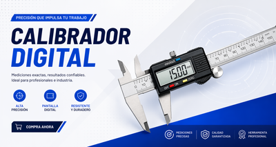 Calibrador Digital de Precisión (150mm/100mm) - Pie de Rey Electrónico de Fibra de Carbono. Herramienta de Medición Profesional para Taller