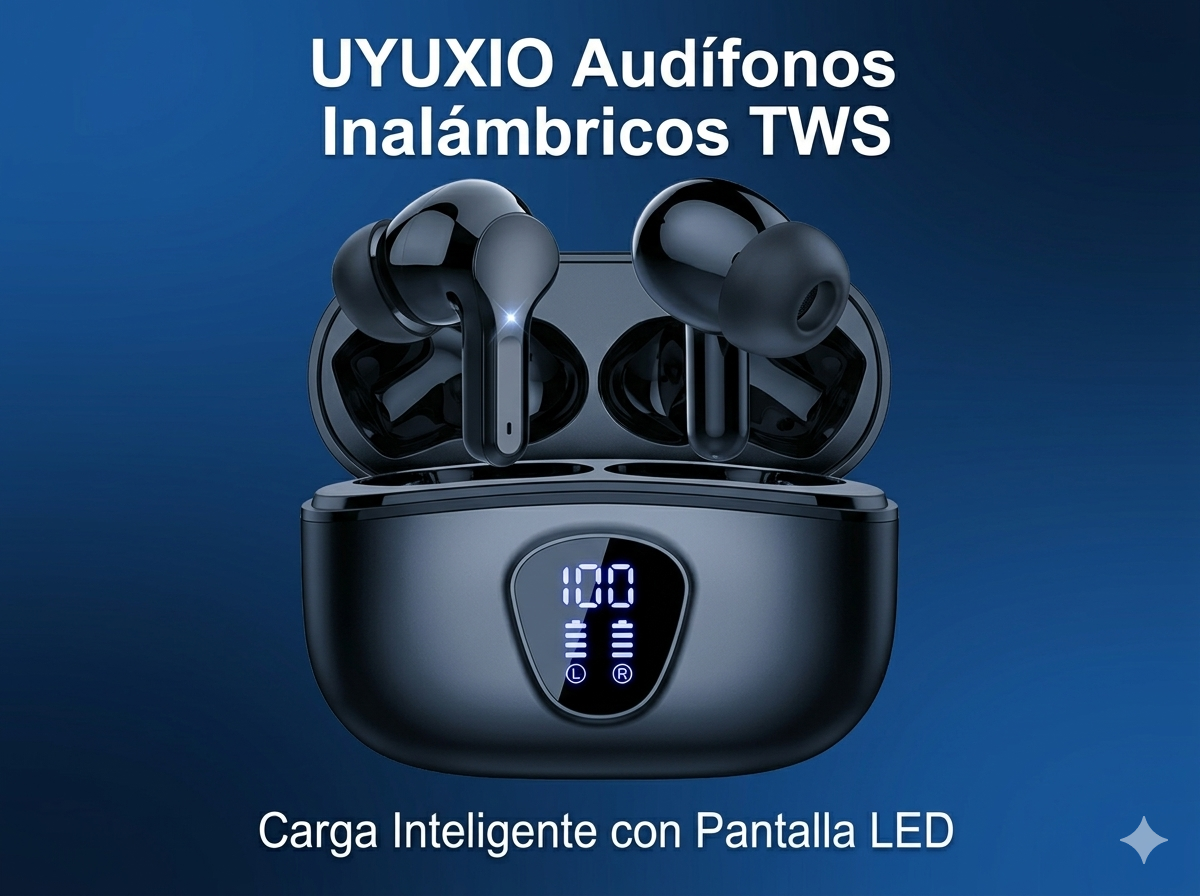 Nuevos Audífonos Inalámbricos: Auriculares Estéreo HiFi Bluetooth 5.3 con Cancelación de Ruido ENC, Pantalla LED de 48 Horas de Autonomía y Resistencia al Agua IP7.