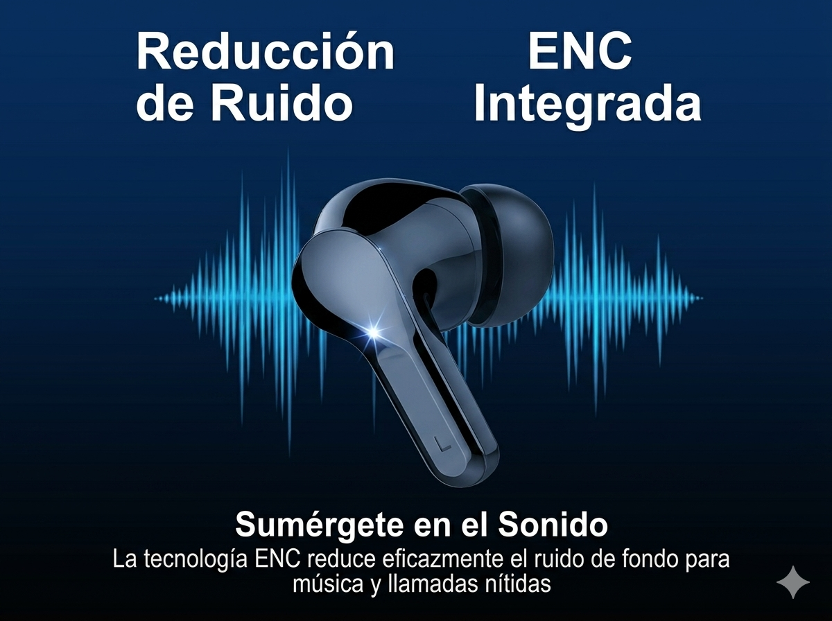 Nuevos Audífonos Inalámbricos: Auriculares Estéreo HiFi Bluetooth 5.3 con Cancelación de Ruido ENC, Pantalla LED de 48 Horas de Autonomía y Resistencia al Agua IP7.