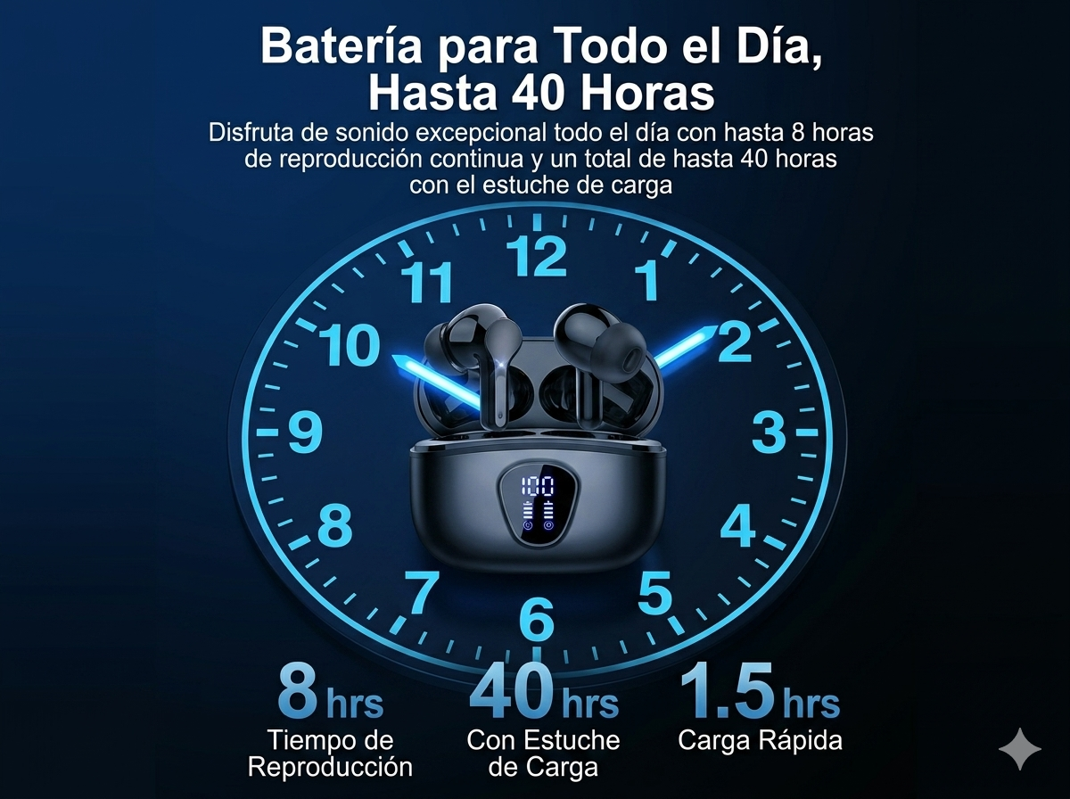 Nuevos Audífonos Inalámbricos: Auriculares Estéreo HiFi Bluetooth 5.3 con Cancelación de Ruido ENC, Pantalla LED de 48 Horas de Autonomía y Resistencia al Agua IP7.