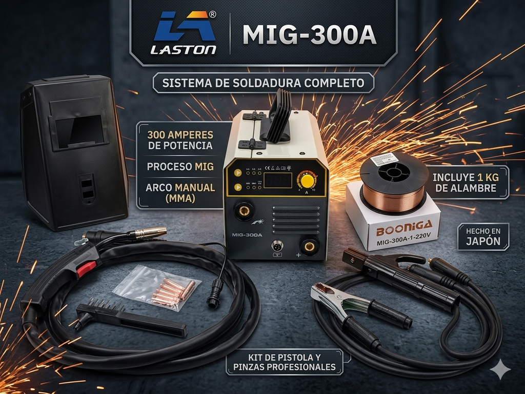 Maquina de Soldar Mig(Sin gas) y arco manual 300 Amperes