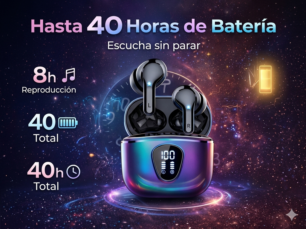 Nuevos Audífonos Inalámbricos: Auriculares Estéreo HiFi Bluetooth 5.3 con Cancelación de Ruido ENC, Pantalla LED de 48 Horas de Autonomía y Resistencia al Agua IP7.