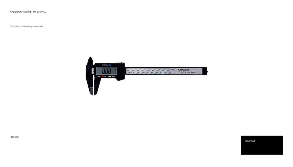 Calibrador Digital de Precisión (150mm/100mm) - Pie de Rey Electrónico de Fibra de Carbono. Herramienta de Medición Profesional para Taller