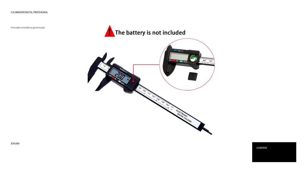 Calibrador Digital de Precisión (150mm/100mm) - Pie de Rey Electrónico de Fibra de Carbono. Herramienta de Medición Profesional para Taller